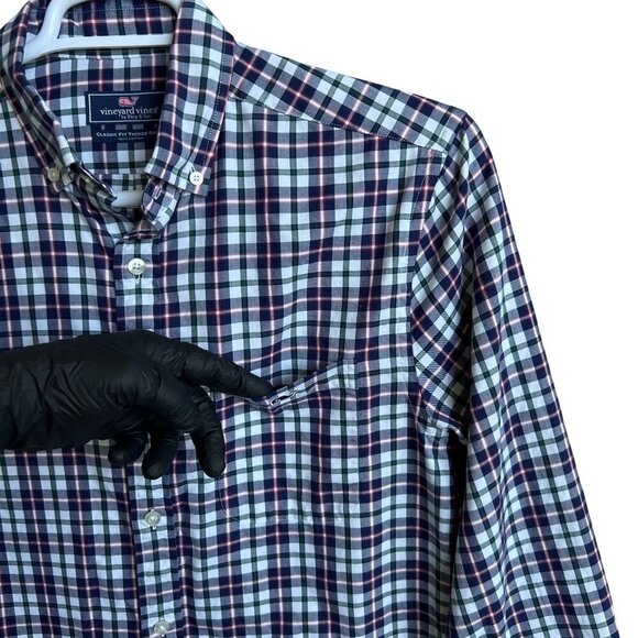 Vineyard Vines Mens S Gingham Pink Blue Green Classic Fit Tucker Shirt Preppy - Picture 7 of 13
